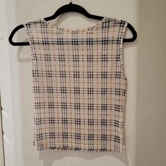 BURBERRY LONDON Vintage Nova Check Sheer Cropped Tank Top - Size: S - Picture 3 of 10